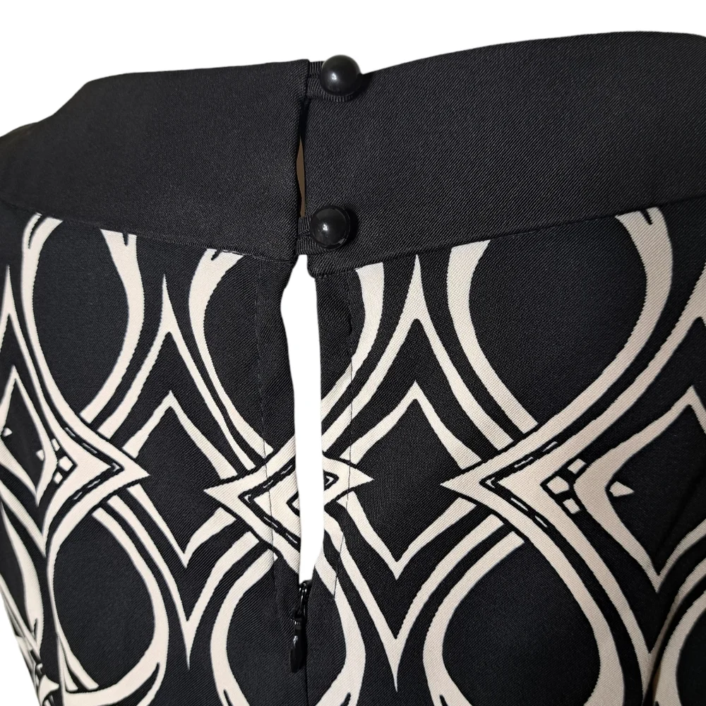 Connected Apparel Pencil Cream & Black Women's Sleeveless Dress 10 - Picture 7 of 14